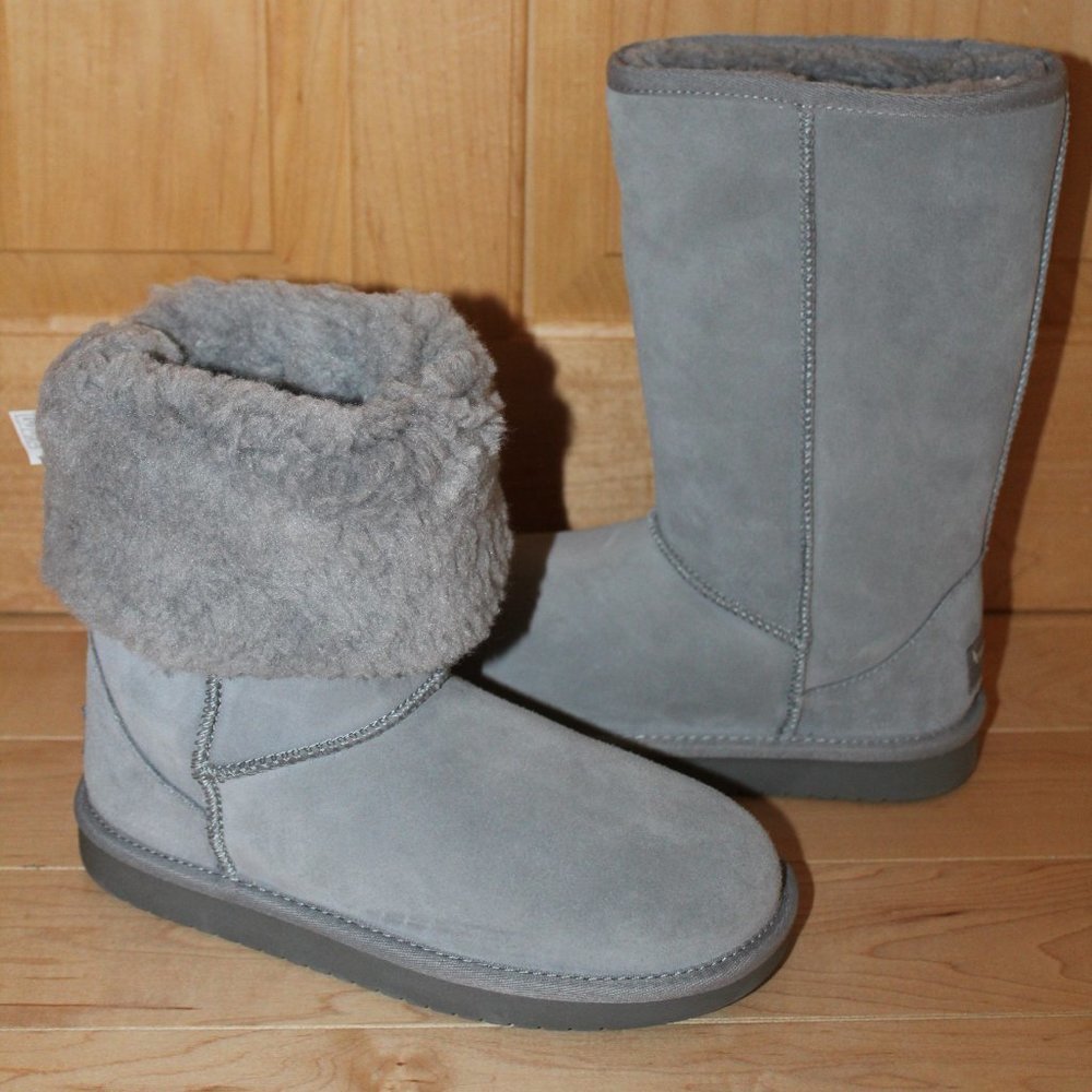UGG KOOLABURRA‎ GIRL'S TALL FUR SUEDE BOOTS GRAY